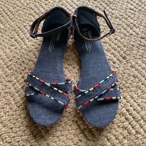 TOMS Correa chambray multi color Crisscross Sandal Size 9